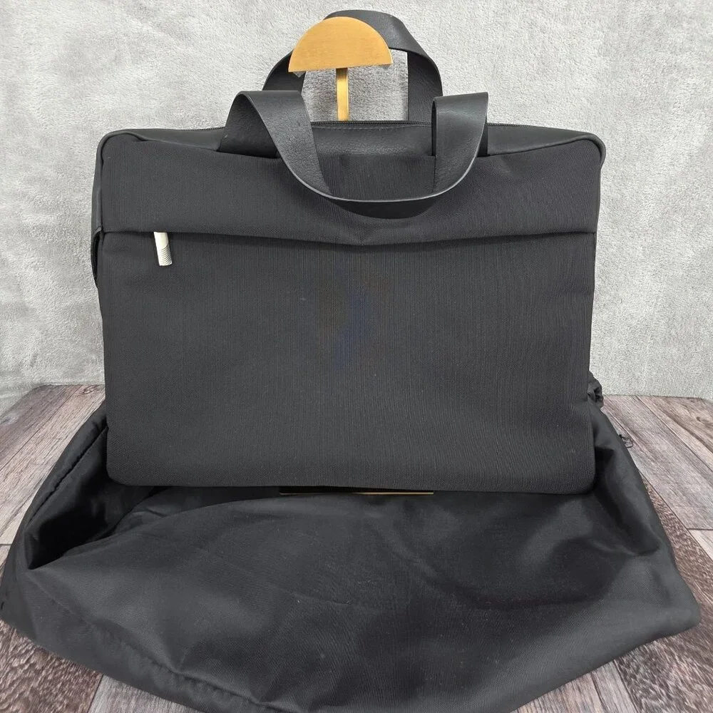 Murano Signature VTG Business Shuttle Laptop Bag Black Leather Nylon Deadstock